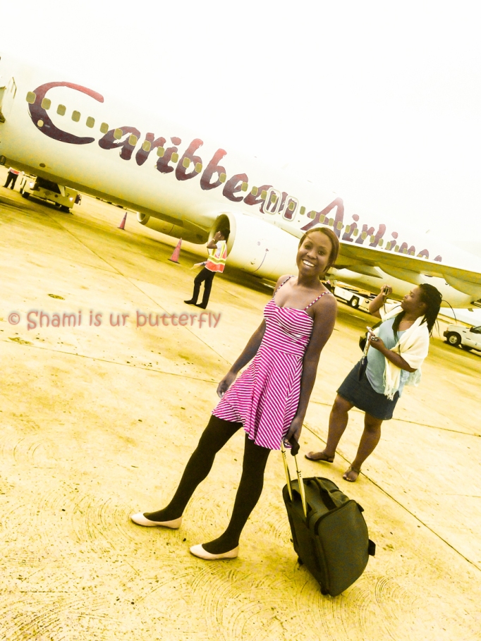 Getting off the plane at Grenada's International Airport