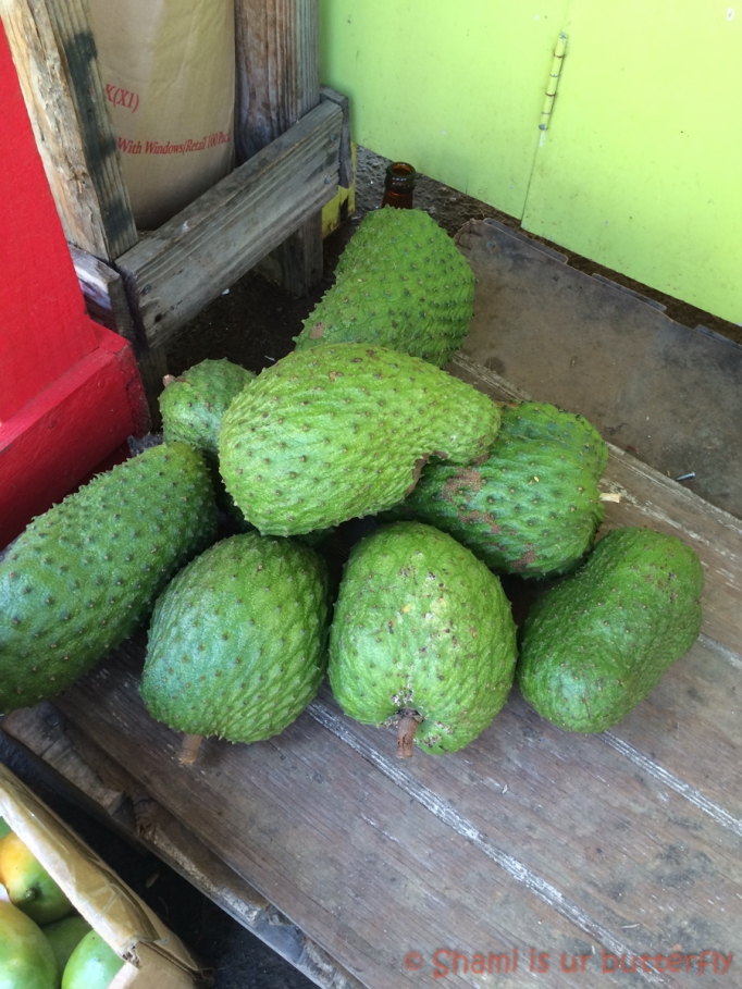 Soursop fruit - he flavour has been described as a combination of strawberry and pineapple, with sour citrus flavour notes contrasting with an underlying creamy flavour reminiscent of coconut or banana. Soursop is widely promoted (sometimes as "graviola") as an alternative cancer treatment.